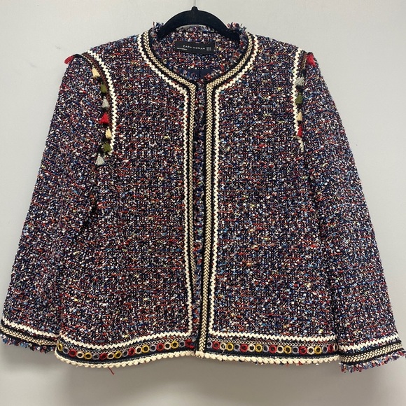 Zara Woman Tweed Jacket with Trim - Picture 2 of 9